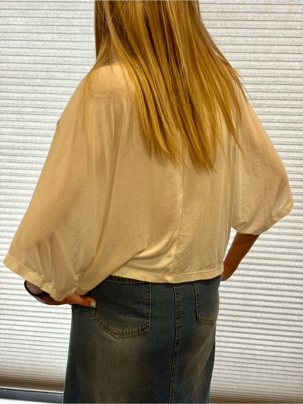 Relaxed Cream Dolman Sleeve Women's Top